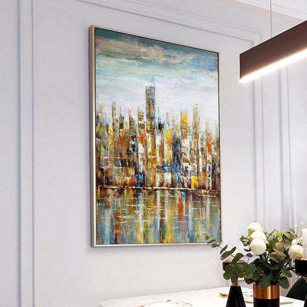 Abstract Art, Large New York Painting, Skyscrapers, Living Room Wall Art, Wall Painting, Home Decor, Original Art, Oil Painting by Accent Collection