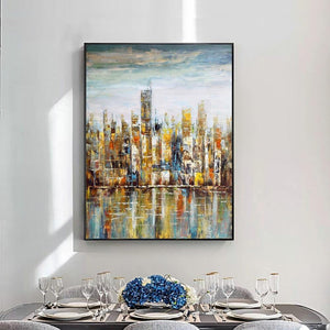 Abstract Art, Large New York Painting, Skyscrapers, Living Room Wall Art, Wall Painting, Home Decor, Original Art, Oil Painting by Accent Collection