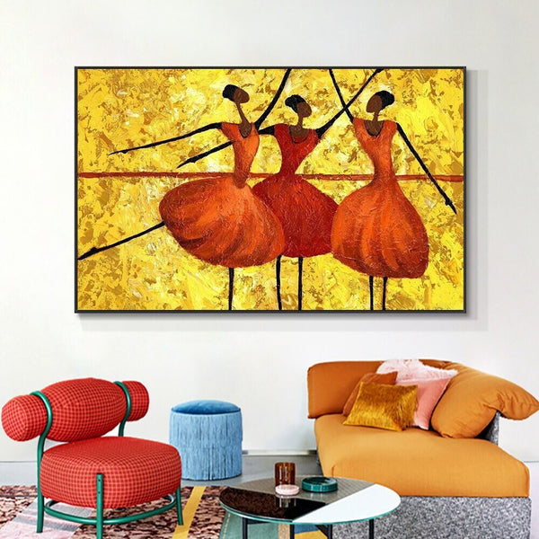 Abstract Dancer Painting - Vibrant Orange Acrylic on Canvas, Large Modern Art for Living Room Decor, Unique Housewarming Gift by Accent Collection