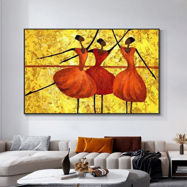 Abstract Dancer Painting - Vibrant Orange Acrylic on Canvas, Large Modern Art for Living Room Decor, Unique Housewarming Gift by Accent Collection