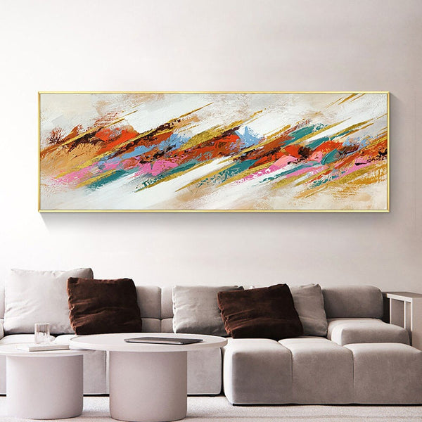 Abstract Painting on Canvas Colorful Painting, Modern Landscape Painting, Original Large Acrylic Painting for Living Room Decor Wall Art by Accent Collection