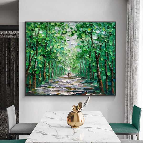 Nature Painting Forest Wall Decor, Contemporary Forest Oil Painting, Vintage-inspired Abstract Wall Art for Home - Art Collector's Gift by Accent Collection