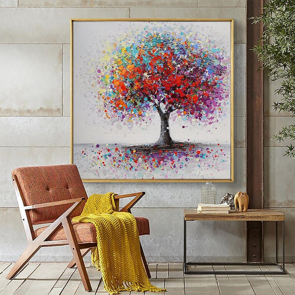 Tree Of Life - Abstract Painting, Colorful Splash Modern Wall Art, Original Hand Painted Oil Painting for Home Decor by Accent Collection