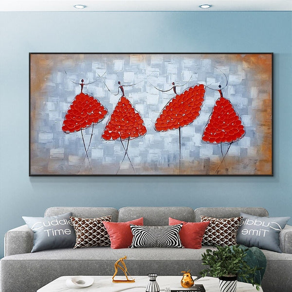 Handmade Abstract Dancer Art - Impasto Oil Painting, Contemporary Bedroom Decor, Minimalist Wall Painting, Original Gift for Art Lovers by Accent Collection