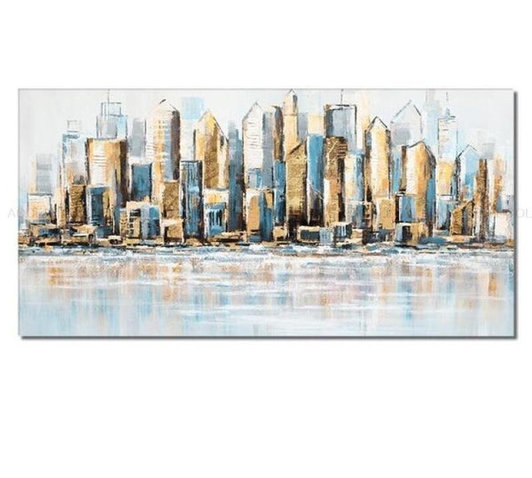 Modern City Art Oil Painting, Large Abstract Cityscape Canvas, Urban Skyline Wall Art for Home Decor, Unique Housewarming Gift by Accent Collection