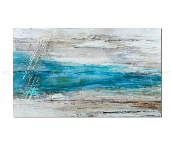 Blue Abstract Art, Handmade Large Canvas Painting, Modern Living Room Decor, Unique Housewarming Gift by Accent Collection