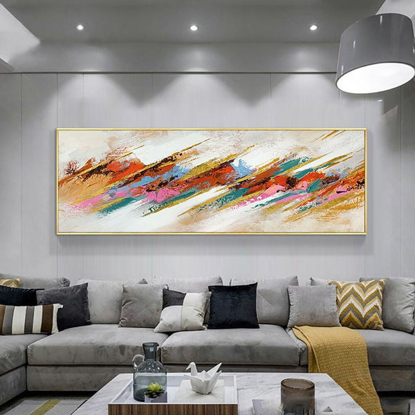 Abstract Painting on Canvas Colorful Painting, Modern Landscape Painting, Original Large Acrylic Painting for Living Room Decor Wall Art by Accent Collection