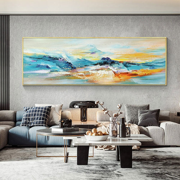 Original Abstract Mountain Painting, Vibrant Textured Oil Canvas, Contemporary Bedroom Wall Art, Unique Housewarming Gift by Accent Collection