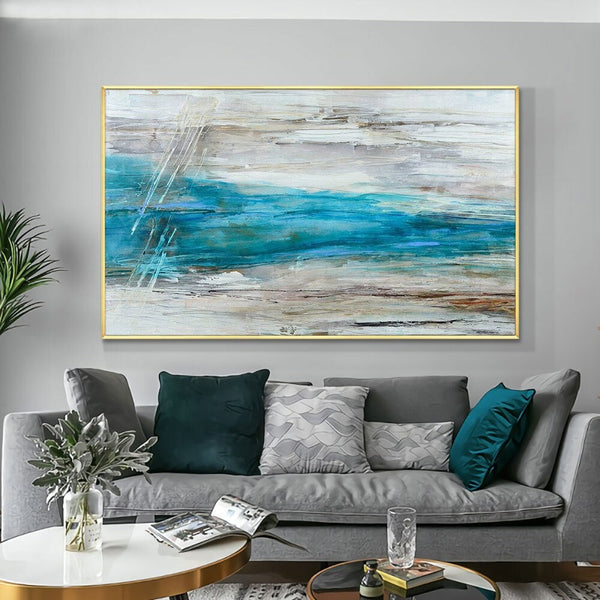 Blue Abstract Art, Handmade Large Canvas Painting, Modern Living Room Decor, Unique Housewarming Gift by Accent Collection