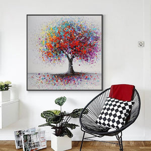 Tree Of Life - Abstract Painting, Colorful Splash Modern Wall Art, Original Hand Painted Oil Painting for Home Decor by Accent Collection