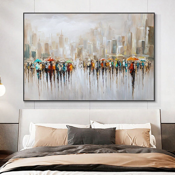 Urban Painting Extra Large Canvas - Textured Oil Art for Contemporary Living Room, Unique Housewarming Gift by Accent Collection