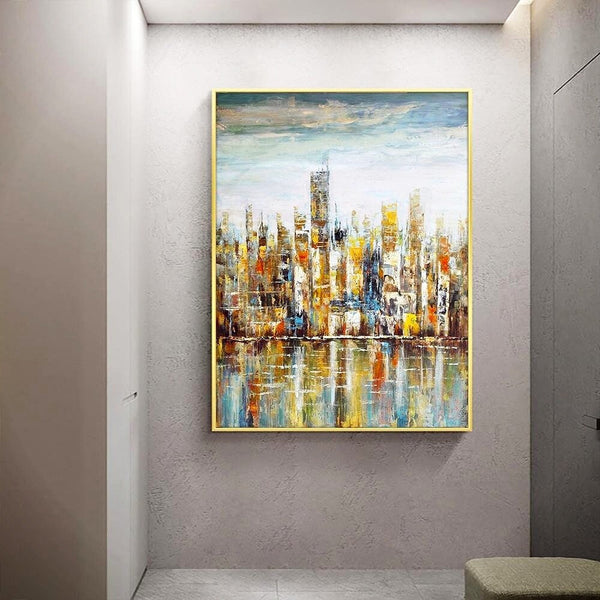 Abstract Art, Large New York Painting, Skyscrapers, Living Room Wall Art, Wall Painting, Home Decor, Original Art, Oil Painting by Accent Collection