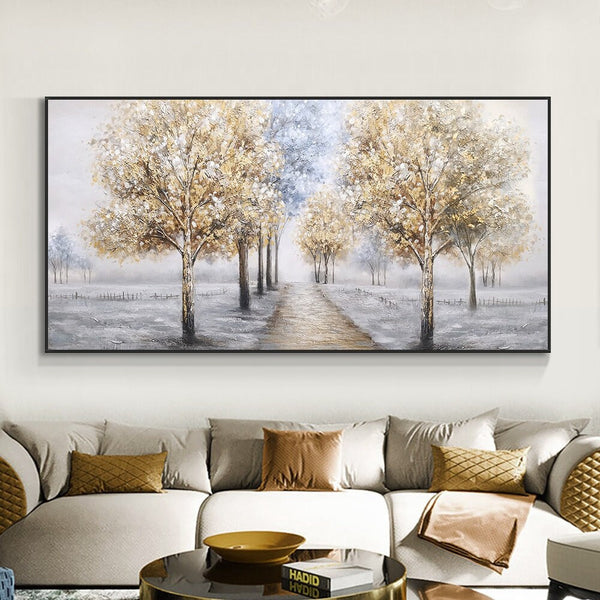 Beautiful Winter Landscape Painting, Black and White Wall Art, Nature Wall Art, Large Handmade Painting On Canvas for Living Room Home Decor by Accent Collection