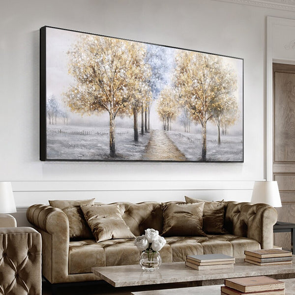 Beautiful Winter Landscape Painting, Black and White Wall Art, Nature Wall Art, Large Handmade Painting On Canvas for Living Room Home Decor by Accent Collection