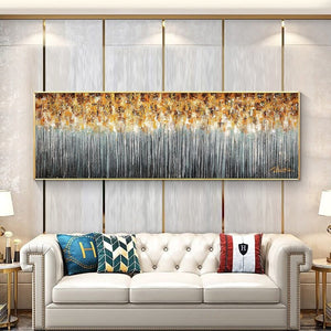 Original Art Landscape Painting - Hand Painted Golden Extravaganza, Large Canvas Wall Art for Living Room by Accent Collection