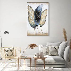 Wall Painting Feathers Hand Painted Oil Painting On Canvas Handmade Abstract Modern Vertical Wall Art Painting For Living Room | Home Decor by Accent Collection