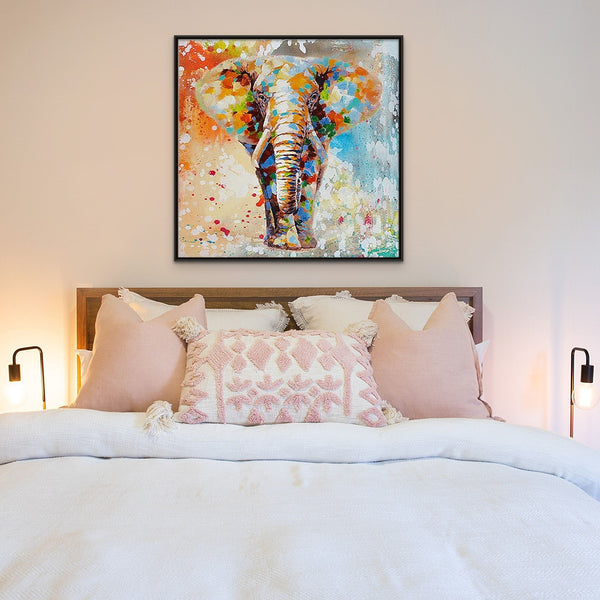 Colorful Elephant Kids Room Painting On Canvas Hand Painted Animals Painting Abstract Handmade Modern Wall Art For Home Decoration