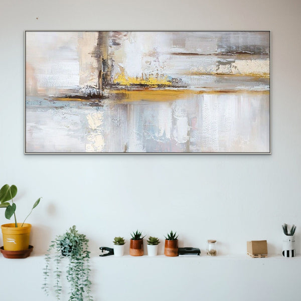 Abstract Painting on Canvas - Handmade Golden Yellow & Brown Textured Art for Living Room Decor, Unique Housewarming Gift by Accent Collection