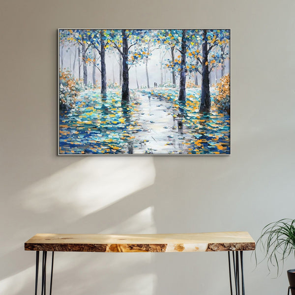 Autumn Forest Painting - Large Textured Wall Art on Canvas, Hand-Painted Fall Landscape for Bedroom Decor, Original Wall Painting by Accent Collection