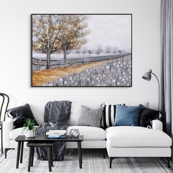 Country Road Painting - Textured Impasto Oil Artwork, Large Canvas Wall Decor for Living Room by Accent Collection