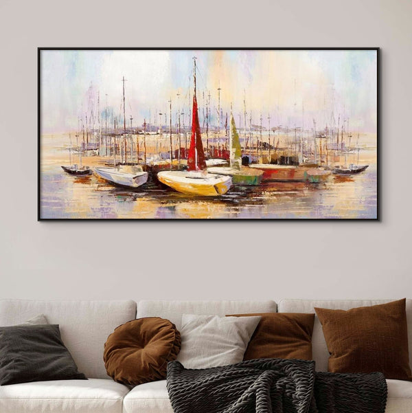 Original Art Sailboats Wall Art Extra Large Wall Art for Living Room Original Artwork Painting on Canvas Oil Painting for Home Wall Decor by Accent Collection