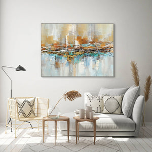 Aura - Cityscape Canvas Art - Hand-Painted Abstract City Painting for Modern Living Room Decor, Original Oil Wall Art by Accent Collection