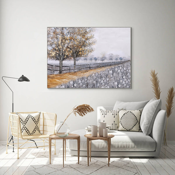 Country Road Painting - Textured Impasto Oil Artwork, Large Canvas Wall Decor for Living Room by Accent Collection