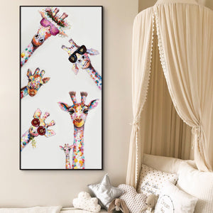 Giraffe Animal Painting On Canvas, Painting for Kids Room, Colorful Art, Nursery Decor, Wall Decor for Kids Room, Wall Painting for Playroom