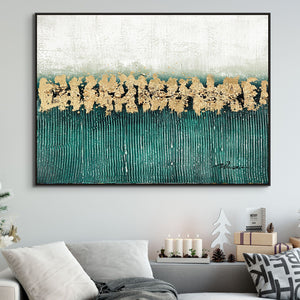Green Groovy, Thick Textured Abstract Painting with Green and Gold, Living Room Wall Art, Painting on Canvas, Abstract Art, Impasto Painting