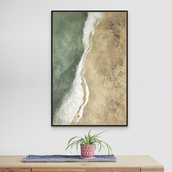 Original Seascape Wall Painting, Textured Acrylic Canvas, Minimalist Boho Beach Art, Housewarming Gift by Accent Collection