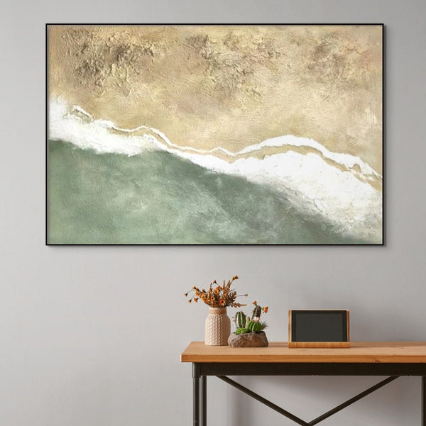 Original Seascape Wall Painting, Textured Acrylic Canvas, Minimalist Boho Beach Art, Housewarming Gift by Accent Collection