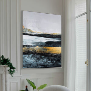 Abstract Wall Art Black and Golden Oil Painting Original Wall Art On Canvas Modern Art Living Room Wall Art Large Abstract Painting Gift by Sona Casa