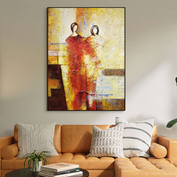 Abstract Figurative Painting - Textured Large Wall Art for Living Room, Handmade Modern Art, Unique Contemporary Gift by Accent Collection