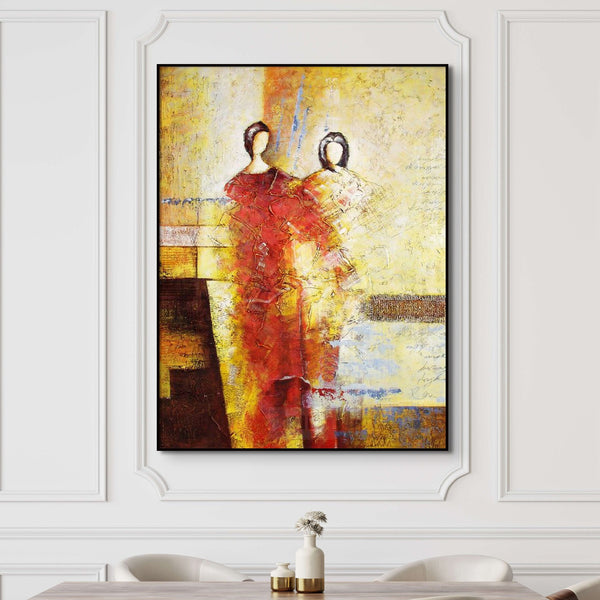 Abstract Figurative Painting - Textured Large Wall Art for Living Room, Handmade Modern Art, Unique Contemporary Gift by Accent Collection
