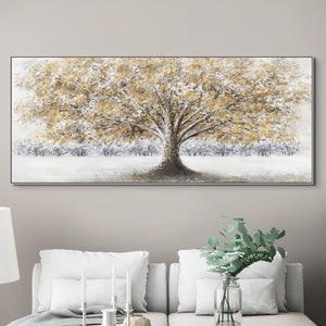 Large Wall Art, Landscape Painting of Forest Trees, Living Room Canvas Art, Handmade Textured Wall Decor, Large Painting on Canvas
