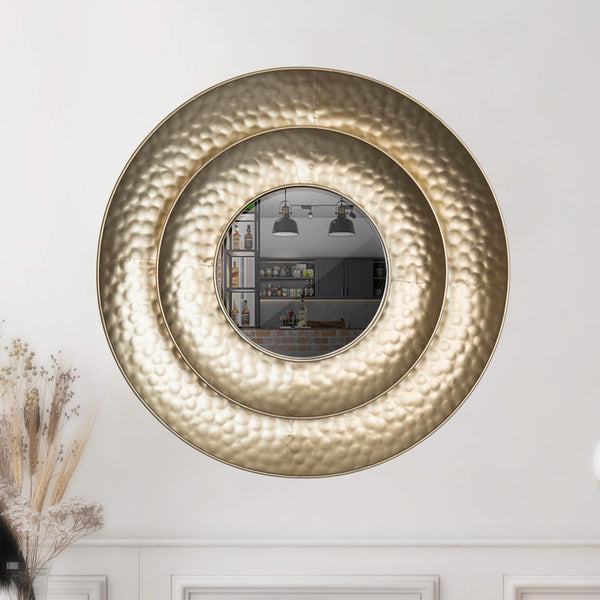 Large Golden Metal Wall Decor with Mirror, 70 cm Wall Decor by Accent Collection Home Decor