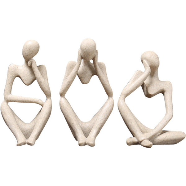 3 Pcs Large Thinker Style Statue For Home & Office Décor