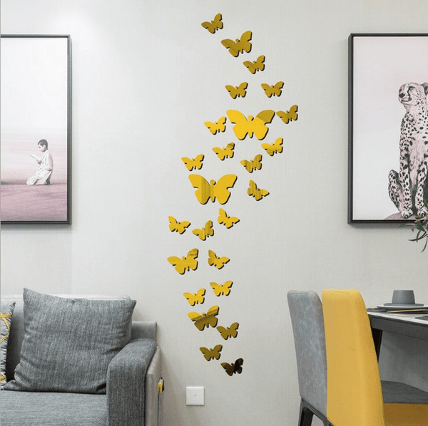 30 pcs DIY Acrylic Butterfly Mirror Wall Stickers for Home Decor by Accent Collection