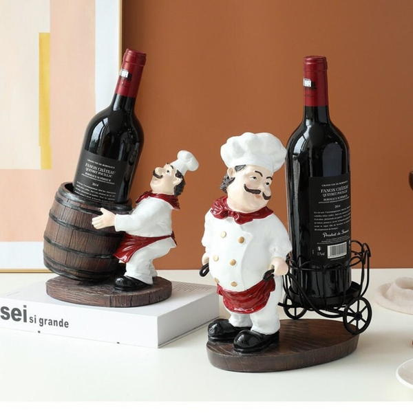 Chef Wine Holder PullCart Style | Kitchen Decor Wedding Gift | Modern Home Decor by Accent Collection Home Decor