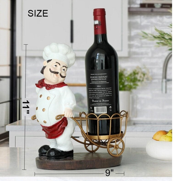 Chef Wine Holder PullCart Style | Kitchen Decor Wedding Gift | Modern Home Decor Golden Cart by Accent Collection Home Decor