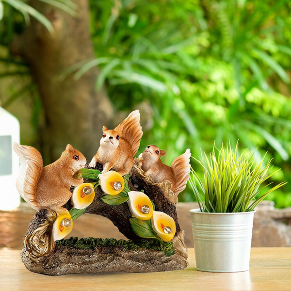 Cute Squirrels with Solar Powered LED acorns by Accent Collection Home Decor