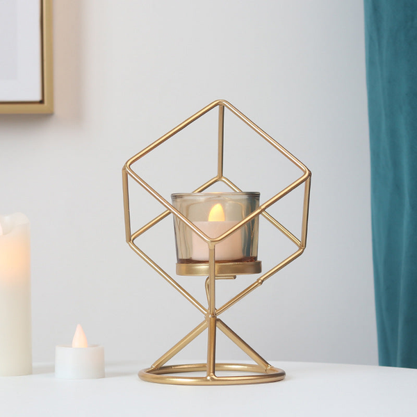 Geometric Metal Candle Holder 5*8 Inch / Gold by Accent Collection Home Decor