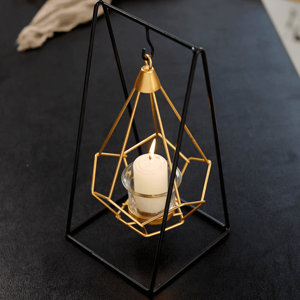 Geometrical Metal Hanging Basket Candle Holder by Accent Collection Home Decor