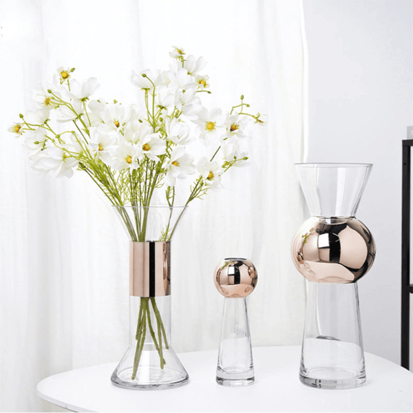 Glass Vase with Electroplated Copper Ring by Accent Collection Home Decor