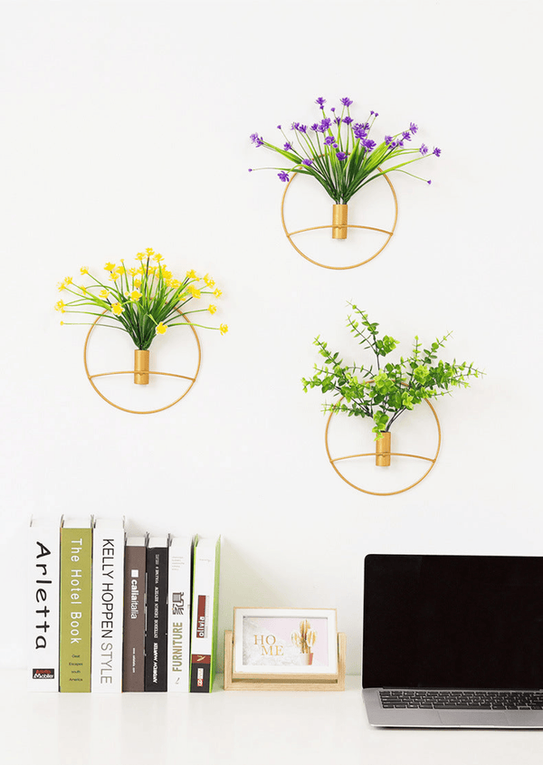 Golden Wall Flower Metal Tube Vase for home decoration by Accent Collection