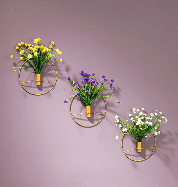 Golden Wall Flower Metal Tube Vase for home decoration by Accent Collection Home Decor