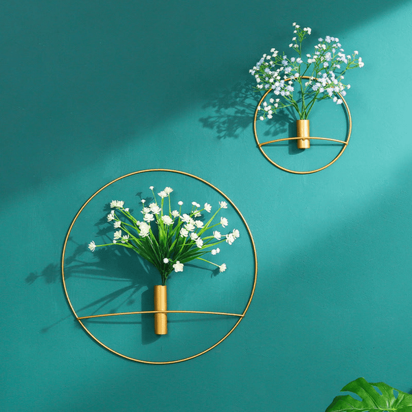 Golden Wall Flower Metal Tube Vase for home decoration by Accent Collection