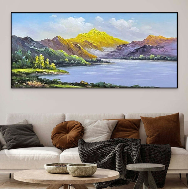 Serene Hillscape, Original Landscape Painting for Your Peaceful Living Room, Oil Painting On Canvas, Wall Art, Nature Mountain Painting by Accent Collection Home Decor