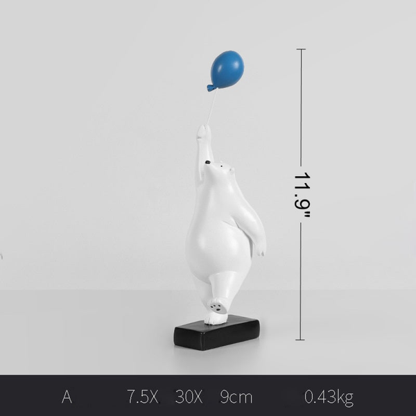 Large White Bear with Balloon Sculpture for Kids Room | Nursery Décor Blue Balloon by Accent Collection Home Decor
