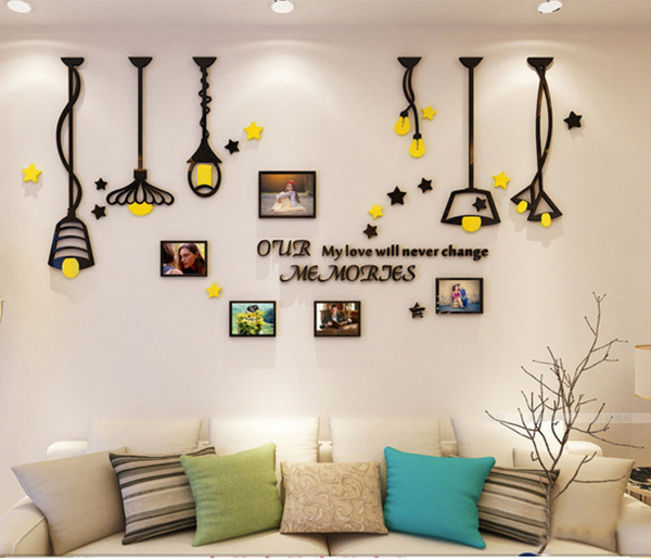 Modern 3D Decorative Lamps and Photo Frames Wall Stickers by Accent Collection